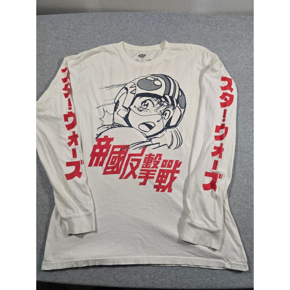 Star Wars Empire Strikes Back Anime Pilot Long Sleeve Graphic Tee Mens L Cream